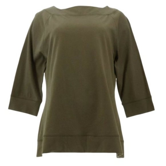 Denim&Co Tops - Denim & Co Essentials Perfect Jersey Boatneck 3/4 Sleeve Top  8519
